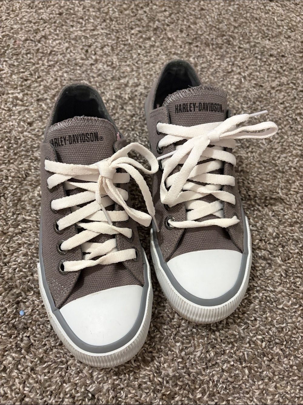 Harley-Davidson Kids Gray Canvas Sneakers with White Laces